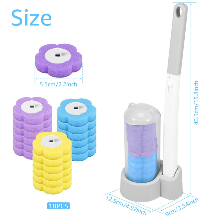 Disposable Toilet Brush Kit — Long Handle, Wall-mounted Holder, Replaceable Heads (24 / 72 pcs)