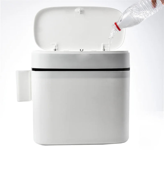 14L Press-Top Waterproof Bathroom Waste Bin — White PP Plastic