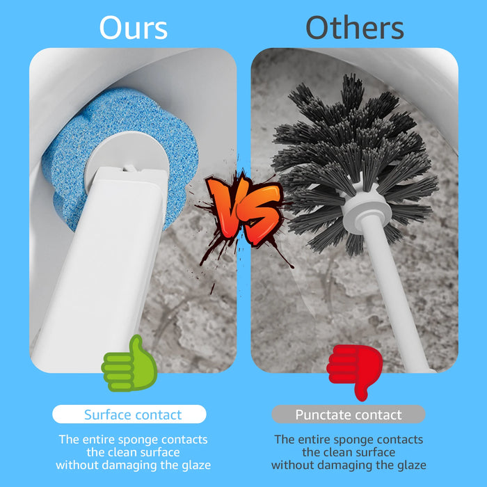 Disposable Toilet Brush Kit — Long Handle, Wall-mounted Holder, Replaceable Heads (24 / 72 pcs)