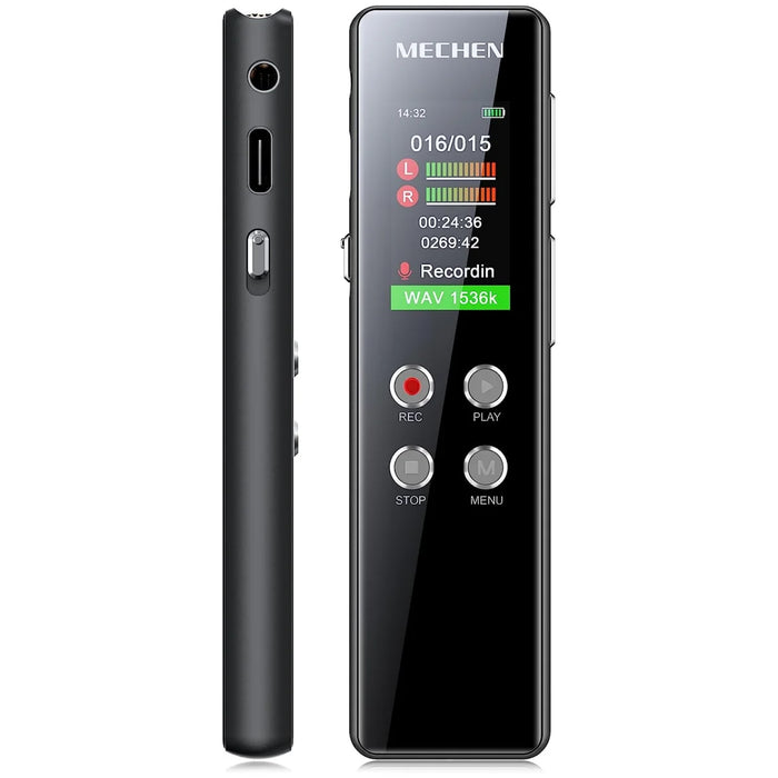 64GB Digital Voice Recorder — Voice‑activated PCM HD, USB‑C, 1536kbps