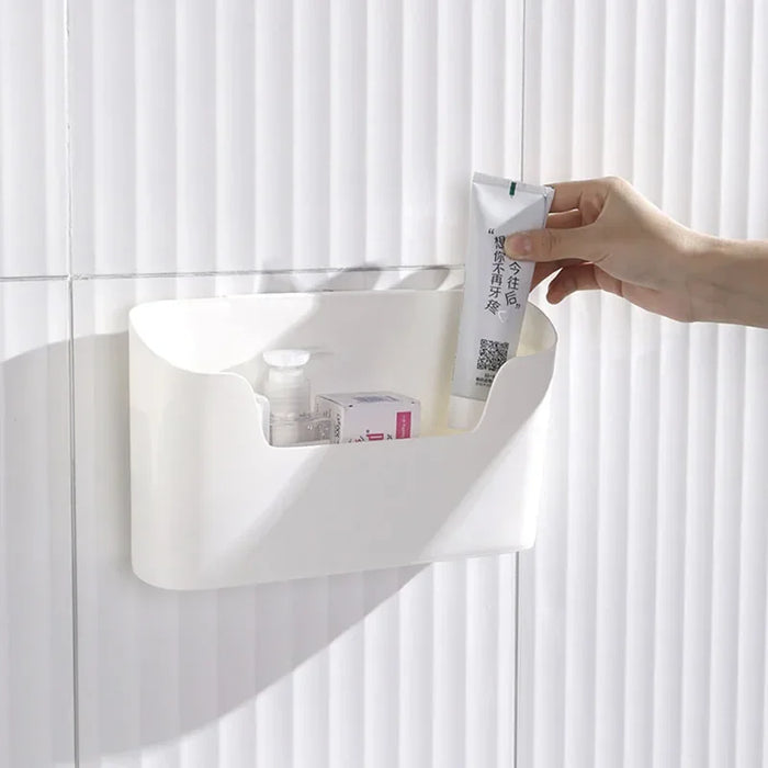 Adhesive Wall-Mounted Storage Rack – Single-Tier Kitchen & Bathroom Organiser (1pc/2pc)