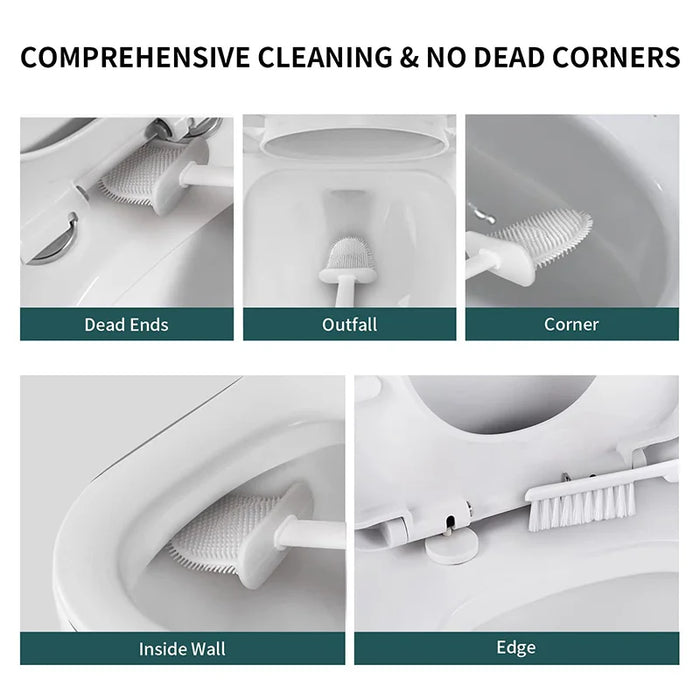 Silicone Soft‑Bristle Wall‑Mounted Toilet Brush with ABS Handle