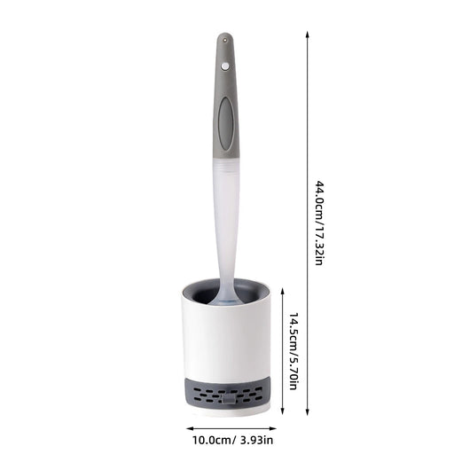 Wall‑Mounted Refillable Spray Toilet Brush — 40cm Handle, TPR Silicone, White