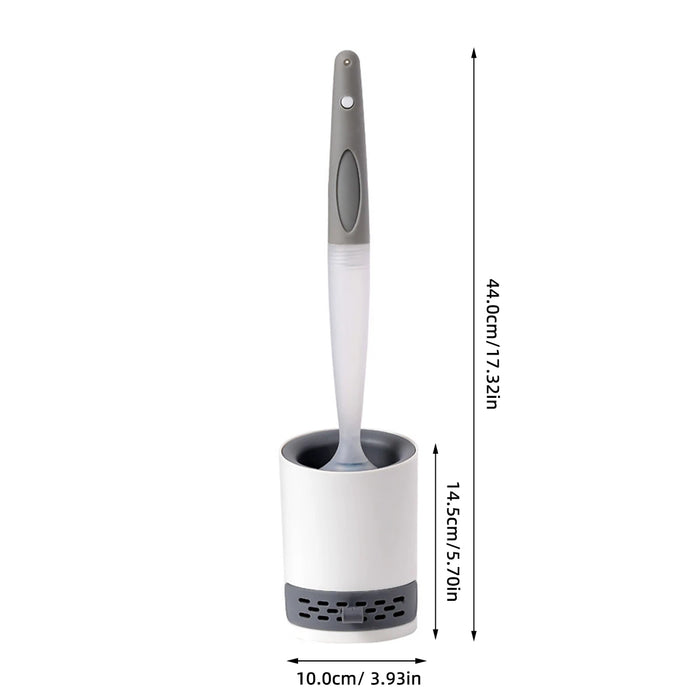 Wall‑Mounted Refillable Spray Toilet Brush — 40cm Handle, TPR Silicone, White