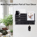 Wall-Mounted Wooden Key & Mail Rack with 5 Metal Hooks, Fittings Included