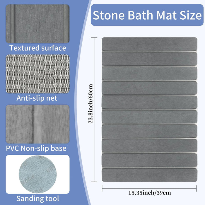 Foldable Diatomaceous Earth Bath Mat — Quick-Dry Non-Slip, 400 x 600mm (23.6 x 15.5in)