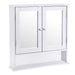 Double‑Door Wall‑Mounted Mirror Cabinet with Open Shelves, 56 x 13 x 58cm, White