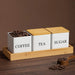 Set of 3 Metal Canisters with Bamboo Lids — 500ml (Coffee, Tea, Sugar)