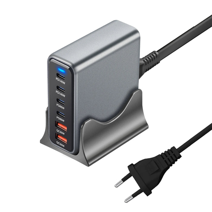 470W 6‑Port GaN Desktop Charger — 4C+2A USB‑C PD Fast Charge for Phones, Tablets & Laptops