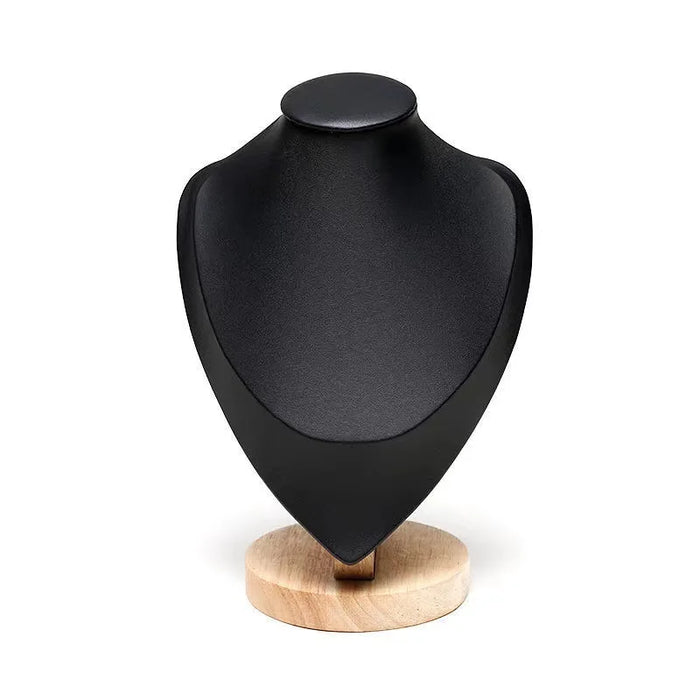 Wooden Jewellery Bust – Necklace Display Stand, Black or Beige (S/M/L)