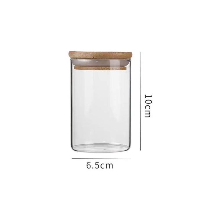 Glass Food Storage Jar with Wood Lid — Airtight Kitchen Storage (250/400/520/1000ml)