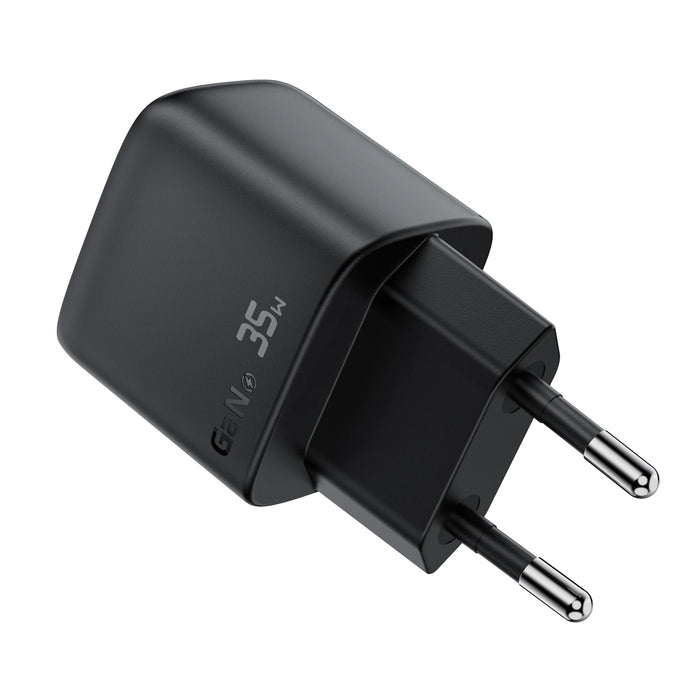 35W GaN USB-C + USB-A Fast Charger with LED Power Display (EU Plug)