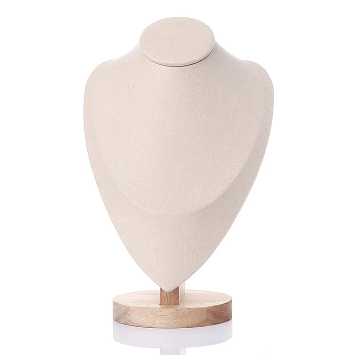 Wooden Jewellery Bust – Necklace Display Stand, Black or Beige (S/M/L)