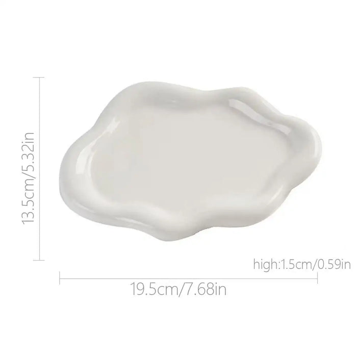 Cloud-Shaped Jewellery Tray – Plastic PP Organiser (19.5×13.5×1.5cm) – White or Silver