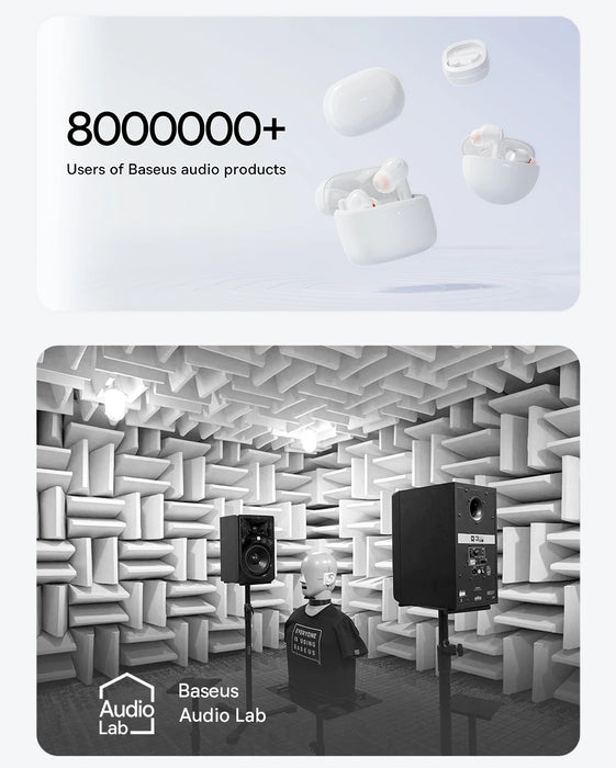 Baseus E Series – ANC True Wireless Earbuds, 12mm SuperBass, Bluetooth 6.0