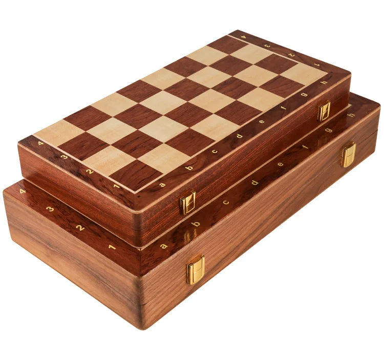 Wooden Folding Chess Set — 39×39cm Traditional Handcrafted Pieces