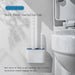 Wall-hanging Toilet Brush & Holder — Long Handle, Silicone Bristles (Grey or Blue)