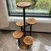 6-Tier Corner Plant Stand – Wood & Metal Display Shelf (Black)