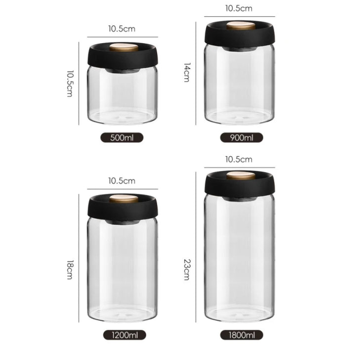 Vacuum-Sealed Glass Coffee Storage Jar — Airtight, Moisture-Proof