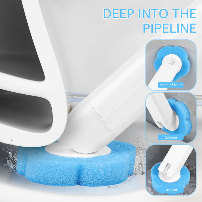 Disposable Toilet Brush Kit – Long Handle, Wall‑mount Holder & Replaceable Heads