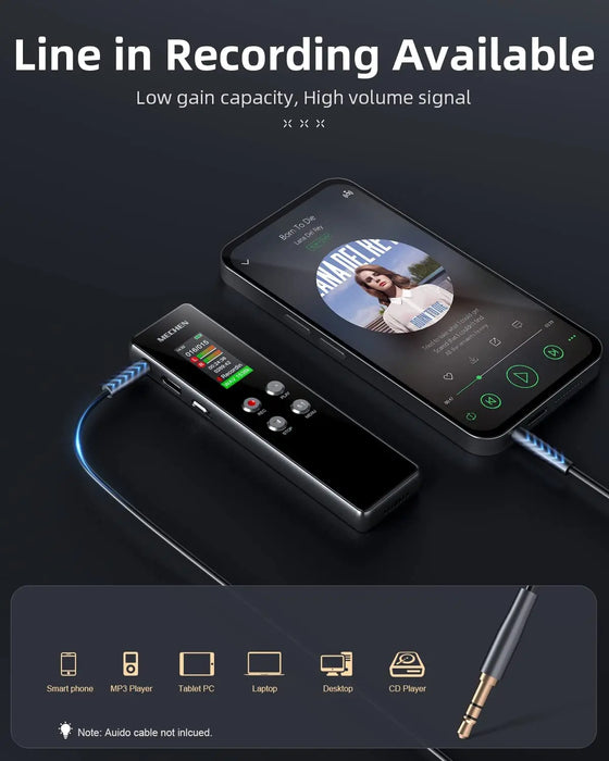 64GB Digital Voice Recorder — Voice‑activated PCM HD, USB‑C, 1536kbps