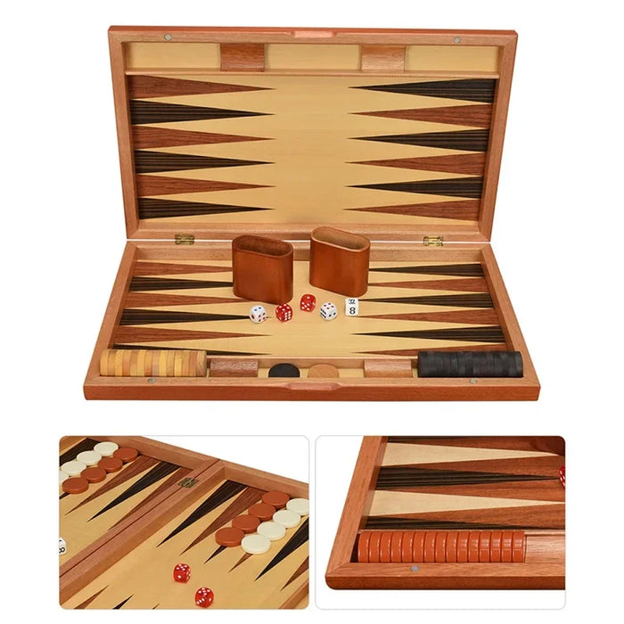 Foldable Wooden Backgammon Set 11–17 inch — Handmade, Foldable Board with Accessories