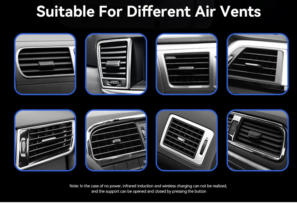 15W Qi Wireless Car Charger Vent Mount — Phone Holder for iPhone & Samsung