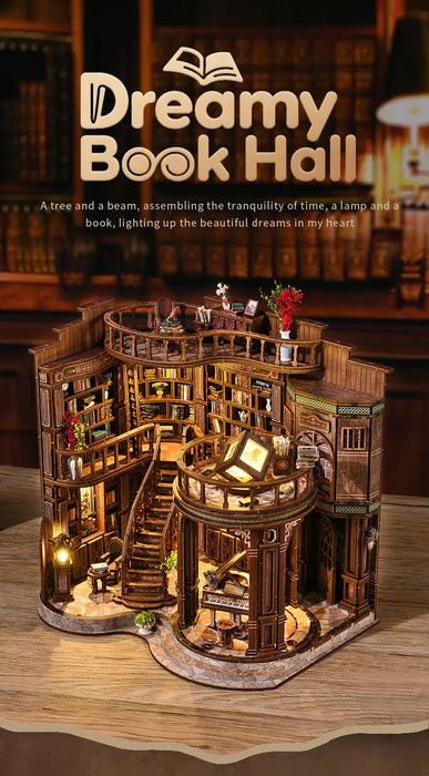 Retro Dreamy 3D Wooden Miniature House Kit — DIY Bookshelf Insert