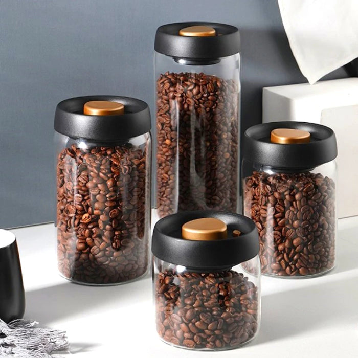 Vacuum-Sealed Glass Coffee Storage Jar — Airtight, Moisture-Proof