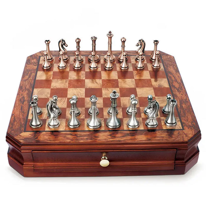 High-end 30.5cm (12") international chess set with metal pieces and two extra queens