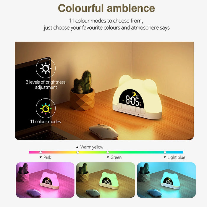 Bear-Shaped Sunrise Alarm Clock — Digital Wake-up Light & Colour Night Light