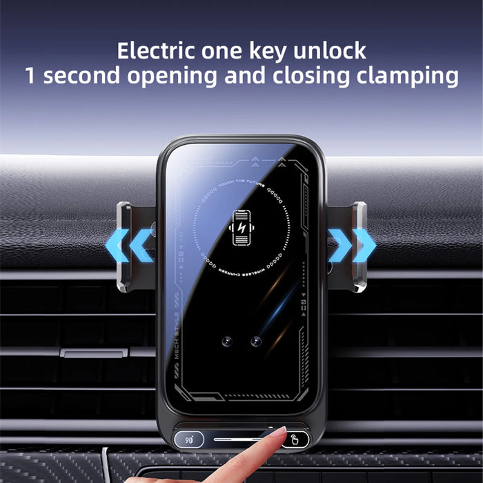15W Car Phone Charger & Holder — Auto‑Sensing Vent Mount with One‑Touch Release