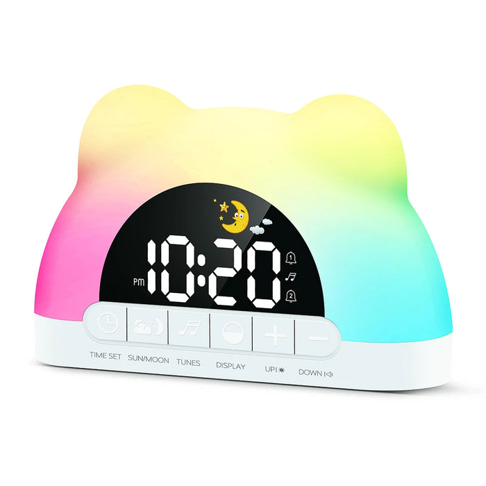 Bear-Shaped Sunrise Alarm Clock — Digital Wake-up Light & Colour Night Light