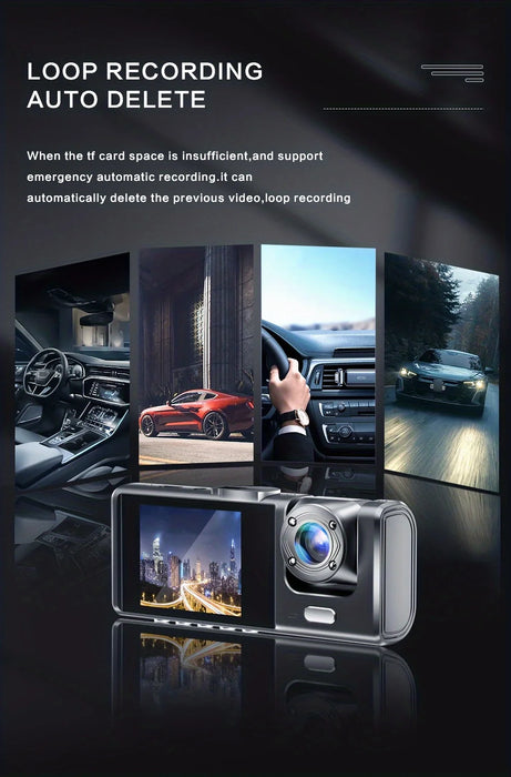 Dash Cam 1080p Full HD with IR Night Vision, 2-inch IPS Screen — 2- or 3-Camera DVR