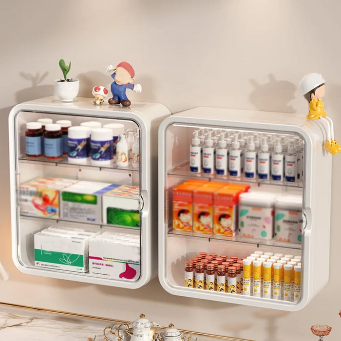No-drill Wall-mounted Medical Cabinet – Transparent Drawer, Multi-layer Storage