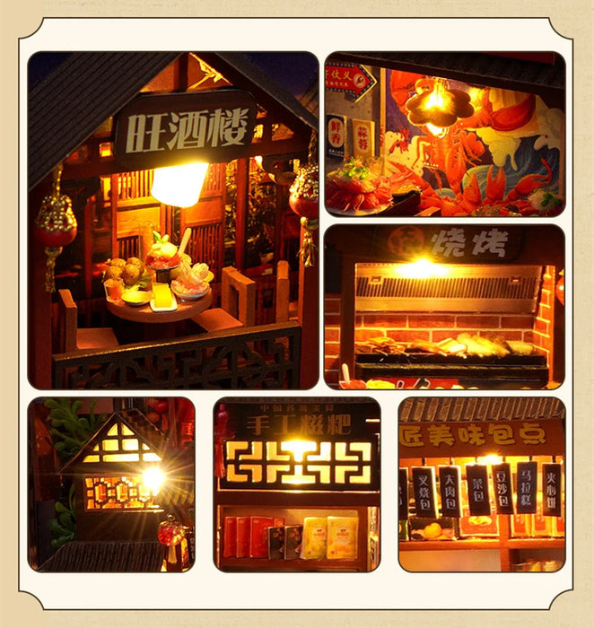 Retro Street-Food Book Nook DIY Wooden Miniature Kit — Shelf Insert