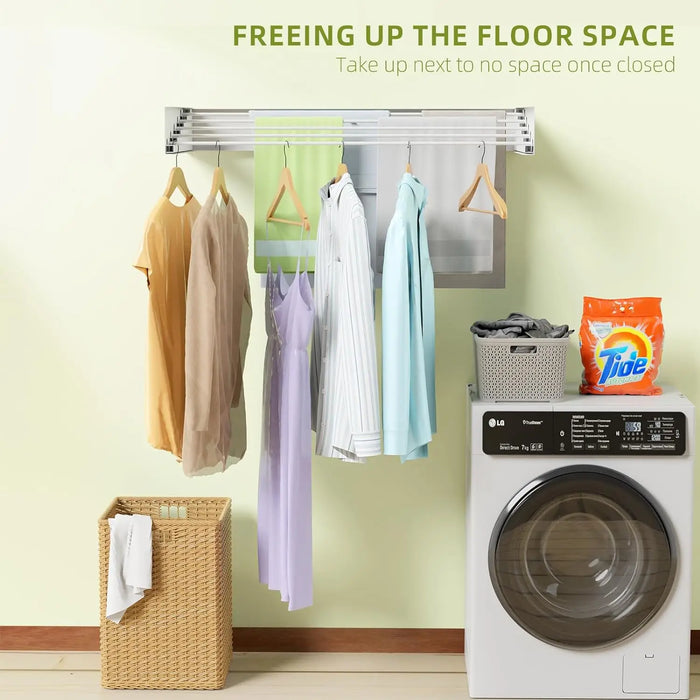 Collapsible Wall-Mounted Laundry Drying Rack — 5 Aluminium Rods