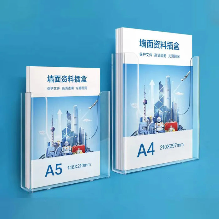 Clear Acrylic Wall-Mount Brochure Holder — Fits A4 & A5