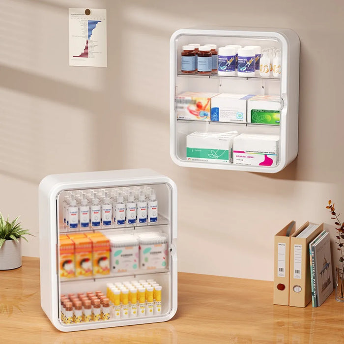 No-drill Wall-mounted Medical Cabinet – Transparent Drawer, Multi-layer Storage