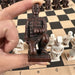 Large 43cm (16.93in) Imitation Terracotta Army Plastic Chess Set with Aged Leather-Effect Board