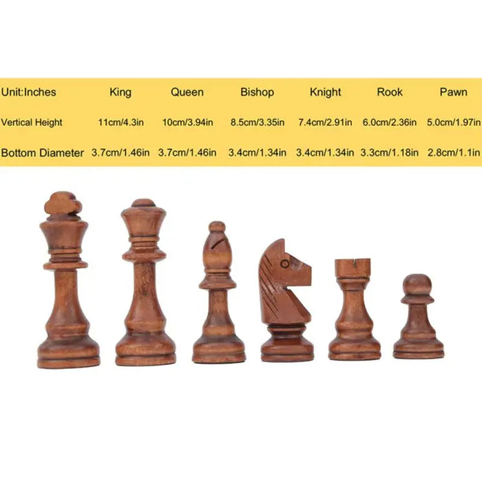 Wooden 32-Piece Chess Set — King 110mm with Leather Board, Gift for Teens & Adults
