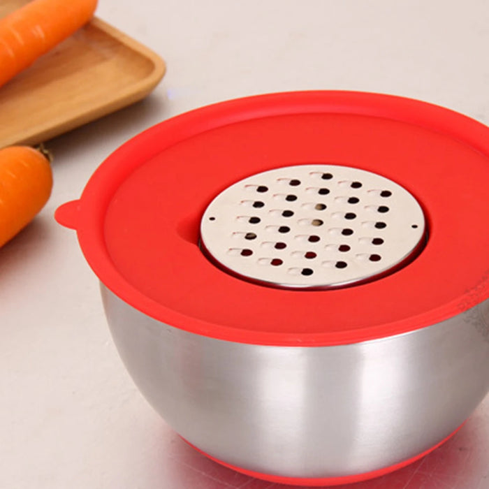 304 / 18/10 Stainless Steel Mixing Bowl Set with Lids, Graters & Handle — Non‑Slip Nesting Bowls (1.5/2.5/4.5L)
