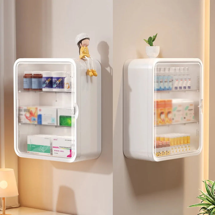 No-drill Wall-mounted Medical Cabinet – Transparent Drawer, Multi-layer Storage