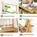 3-Tier Foldable Wooden Ladder Plant Stand with Adjustable Hanging Bar for Home & Outdoor