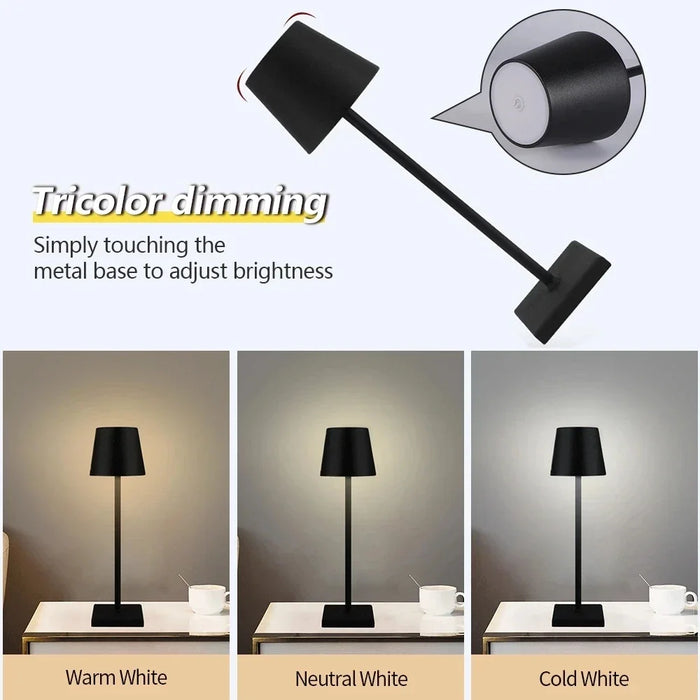 Usb Rechargeable LED Desk Lamp - Wireless, Waterproof Table Lighting for Bar, Restaurant & Hotel Bedroom - Creates Perfect Ambiance for Dining & Relaxing Environments