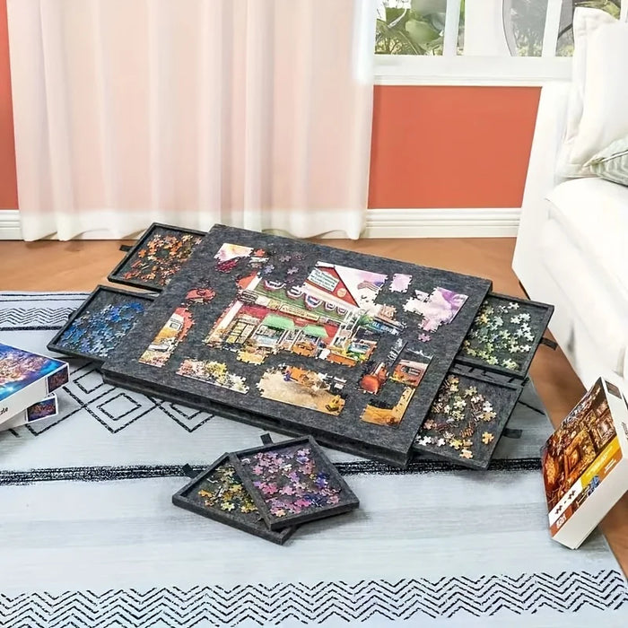 6-in-1 Tiltable Puzzle Desk with 6 Drawers — Holds 1,000 Pieces, Decorative Storage
