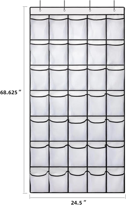 35-Pocket Over-the-Door Shoe Organiser – Breathable Mesh Hanging Storage