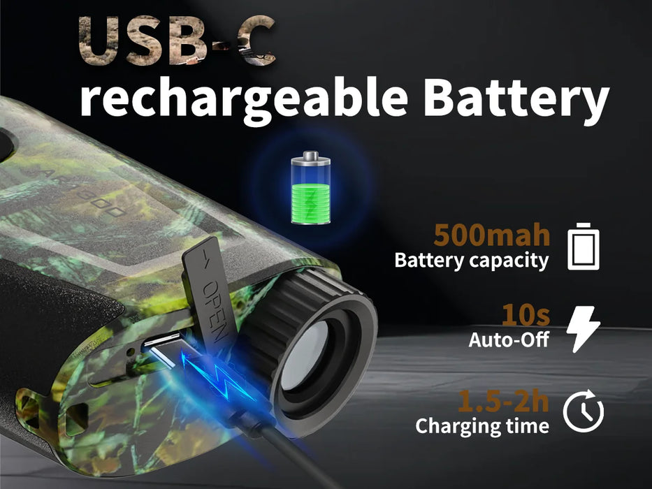 Camouflage Rechargeable Laser Rangefinder for Hunting, Golf and Outdoor – 5 Modes