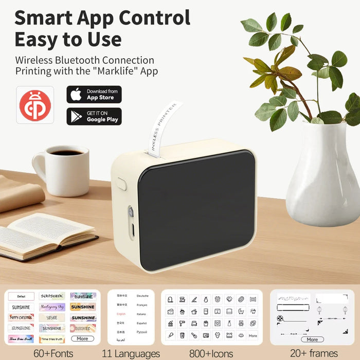 Marklife P15 Portable 15mm Thermal Label Printer — Inkless, Bluetooth, Rechargeable