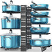 8-Tier Adjustable Pan & Pot Organiser Rack — 3 Assembly Options